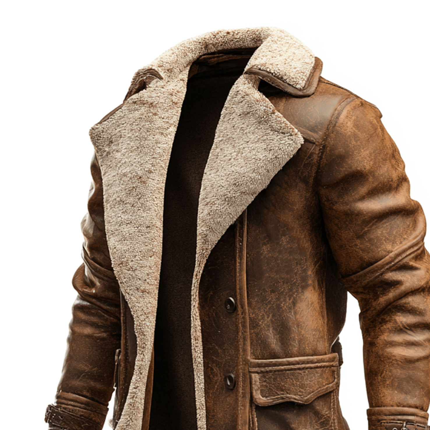 Vintage brown leather coat for women featuring a detachable shearling collar and cozy faux fur lining, perfect for stylish warmth in cold weather. 0